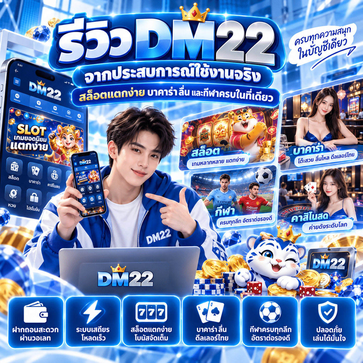รีวิว DM22 จากประสบการณ์ใช้งานจริง สล็อตแตกง่าย บาคาร่าลื่น และกีฬาครบในที่เดียว